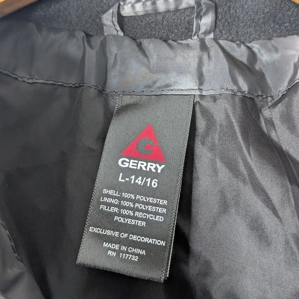 GERRY Kid's Unisex Puffer Black Grey Tie Dye Camo Winter Jacket Size L 14 16